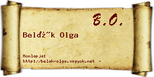 Belák Olga névjegykártya